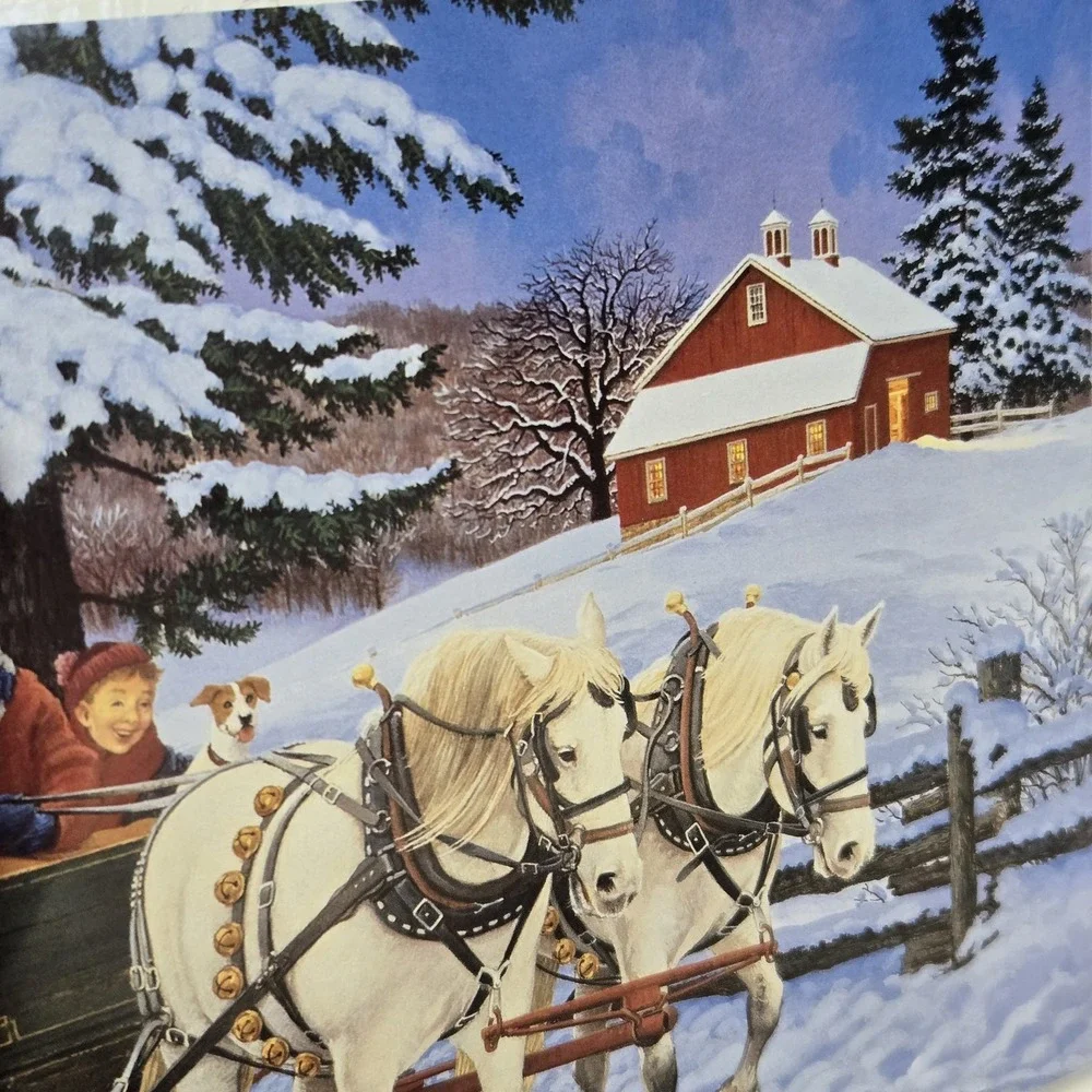 NEW SEALED Family Sleigh Ride Jigsaw Puzzle John Sloane 1000 Pc‎ Bits and Pieces